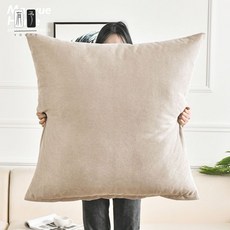 YOUYV 大靠枕北歐方形大抱枕臥室床頭軟包靠墊沙發午睡靠枕含芯dd422, Wen-海藍色,60*60cm雙面枕套