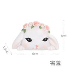 【微景小舖】微景觀 卡通可愛小白兔立體開關貼 牆貼 家居牆壁開關保護套 裝飾品 小兔開關貼 玫瑰兔 立體開關貼 兔子 兔, 花園小兔開關貼-害羞, 白色