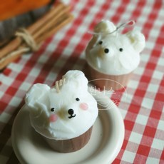 생크림 컵케이크 캔들몰드 2종 곰돌이컵케이크캔들몰드 강아지컵케이크캔들몰드, A컵강아지