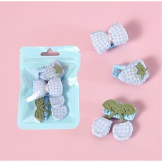 寵物髮夾帽子套裝：狗狗貓咪可愛造型髮飾配件, 1個, 藍格子(三入), 藍格子