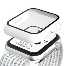 로랜텍 애플워치 호환 풀커버 강화유리 액정보호 케이스, 화이트, 1개