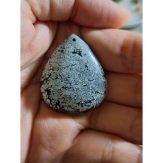 綠松石水滴吊墜，水墨風格，高瓷細網紋，35x30mm