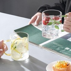 耐熱玻璃把手茶杯，家用透明水杯，可選400毫升容量, 1個, 80盃兩衹裝450毫陞把手隨機髮, 450ml