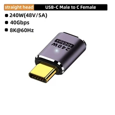 USB4.0 40Gbps U자형 직선 각도 240W 5A C-Type C 고속 충전 변환기 Macbook 8K60HZ용 데이터 어댑터, 07 240W CM-CG ZT