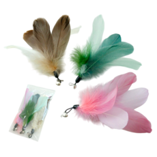 逗貓棒替換頭組：多款羽毛、伸縮桿 寵物貓互動玩具 安全材質, 1個, 莫蘭迪羽毛