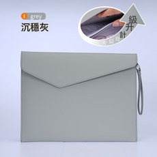 NBZH 皮質文件袋高端a4商務男女士手拿公文包學生補習手提袋防水大容量, 1個, 灰色斜蓋文件袋:如圖