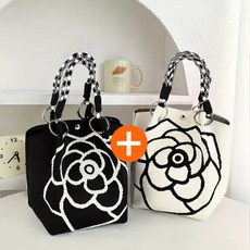 1+1 까멜리아 니트 손가방 에코백 복조리 손목 가방 사계절 데일리 토트백