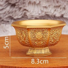 雙魚八方碗 黃銅供碗 純銅八寶金碗 供水碗 敬神碗 拜拜碗, 1個, 藏式-八面供水碗（小號）