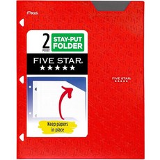 Five Star 2포켓 폴더 고정 탭이 있는 플라스틱 폴더 3링 바인더에 적합 21.6 x 27.9cm(8-1/2 x 11인치) 용지 보관 퍼시픽 블루 (333420C, Fire Red