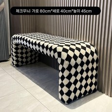 양모 베드벤치 의자 침실 스툴 벤치 현관의자 거실 침대 신발장 매장, E. 80 x40 x 45 체크 무늬