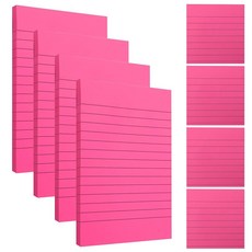 네이처터치 스티키 노트 6팩 눈 보호 용지에 3 x 3인치 접착식 셀프 스틱 노트 알림 사무실 가정 학교 회의용 메모 패드의 다양한 디자인 80장/패드 크래프트 라인, Pink