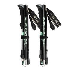 코팅블루 두랄루민 5단 접이식 등산스틱 세트, 블랙, 2세트