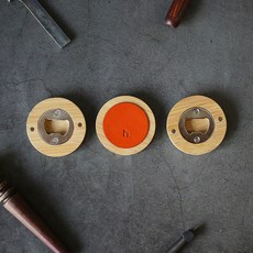 (3개입) 823 가죽 공방 냉장고 자석 마그넷 현관문 소품 인테리어 병 따개 맥주 음료수 뚜껑 오프너, 오렌지