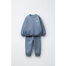 [국내배송] 자라 ZARA 자수 스웨트셔츠 및 조거 세트 - 미디움 블루 938758