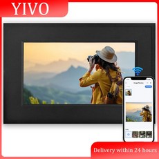 SmartIife/ecc4life 디지털 액자 7.1인치 256GB 메모리 카드 지원 스마트 WiFi 디지털 사진 액자 1024x600 IPS HD 화면, 01 Black