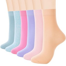 ATBITER 여성용 얇은 면 크루 양말 - 부드러운 발목 부티 캐주얼 드레스 6켤레 귀여운 색상 6쌍, 6 Pairs Dark Color