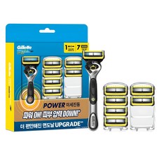 Gillette 吉列 正品 Proshield 鋒護黃色動力刮鬍刀組, 1套, 刮鬍刀片 7入