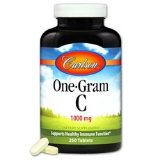 Carlson One.gram C 1000毫克片劑, 250顆, 1罐