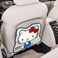 庫洛米 車載掛袋 座椅後背收納袋 兒童車內餐桌 車用置物架 車型通用, 造型防踢墊--神秘灰【要求椅背有兜才能用, 1個