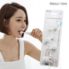 [본사출고] 메가텐 성인용 음파전동 칫솔 루미1 루미2 도로시 리필, 투명헤드, 2개, 메기텐 루미 도로시 공용 리필모