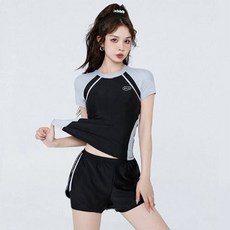 은창 스포츠 캐쥬얼 팬츠형 2피스 래쉬가드 수영복 모노키니 몸매보정 수영복 치마 바지 세트 휴가