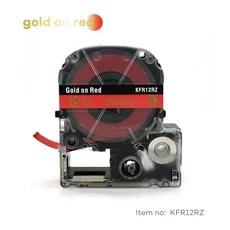 새틴 리본 라벨 테이프 12mm 5m SFR12SZ 엡손 LW-300 선물 포장, 06 Gold on red