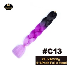 긴 보라색 24인치 점보 브레이드 익스텐션스 합성 브레이딩 헤어 아프로 옴브레 컬러 카네칼론 헤어 어린이, 01 24인치, 01 1개/묶음, 11 C13