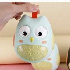 幼童玩具 眨眼貓頭鷹小熊蘋果不倒翁玩具 Q萌耐摔 嬰幼童鈴鐺玩具, 貓頭鷹（薄荷綠A2P）袋裝, 1個