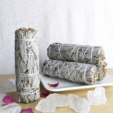 白色鼠尾草捆 空間淨化 水晶淨化 氣場淨化薰香 神聖空間 魔法儀式專用, 1個, 白色鼠尾草