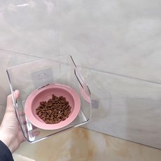 新竹出貨 懸浮貓碗架 寵物碗架 寵物飼料碗透明亞克力寵物碗, 1個, 透明托盤架+粘貼卡扣,單個裝