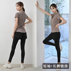 瑜伽服 運動套裝 短袖二件套 專業速乾透氣 跑步衣 健身服 彈力修身 高腰設計 多色可選 健身訓練服