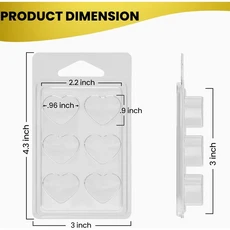 25/50팩 왁스 멜트 용기 6구 투명 플라스틱 왁스 멜트 클램쉘 DIY 왁스 멜트 캔들용 사각형(하트), 01 Heart-25Pc