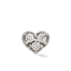 라크앤베리 14K 화이트 골드 미니 하트 다이아몬드 스터드 이어링