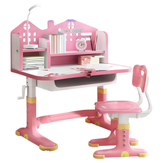 兒童多功能升降書桌, 粉色