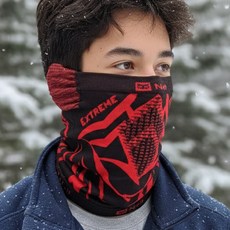 (국산) 숨쉬기편한 동계용 안면 얼굴 귀걸이형 방한마스크 남여공용-얼굴가리개 스키 골프 자전거 러닝 달리기 겨울마스크 남여공용, 블랙/레드