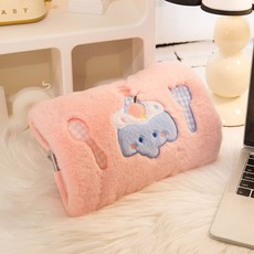 一體式插手熱水袋可愛充電式暖水袋防爆暖寶寶冬季睡覺暖被窩神器, 1個, 藍色小貓-插手電暖袋（一體式）,1