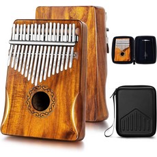 미포지 칼림바 엄지 피아노 17개 건반 코아 아카시아 우드 음비라 핑거 내장 방수 보호 상자 휴대용 악기 배우기 쉬운 초보자를 위한 선물, Mahogany