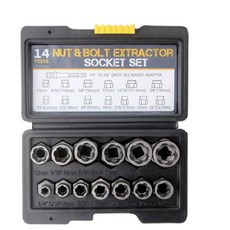 Moon 나사 추출기 세트 볼트 너트 소켓 제거 14종 세트, 1세트