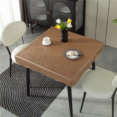 防水防油烤火桌皮罩 正方形加厚桌布 臺南出貨 8, 1個, 鳳領咖啡色 加厚款 .,桌麵70*70垂邊10cm防水防油