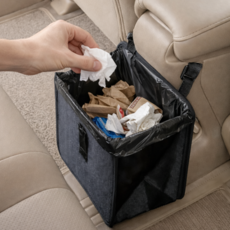 레브온 7L 접이식 방수 자동차 휴지통, 블랙