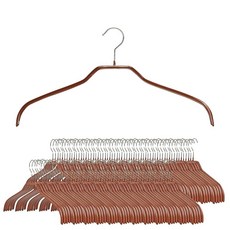 Mawa 좁은 쁘띠 옷걸이 미끄럼 방지 코팅이 된 스틸 행거 셔츠 드레스 수트 캐미솔 재킷용 360도 회전 가능한 후크 4개 세트 레드, 구리