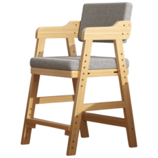 성장형 원목의자 높이조절 학습용 책상의자, 우드 두꺼운 레몬옐로우