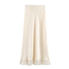 레이스 장식 밑단 새틴 미디 스커트 여성 자라 ZARA 4391538