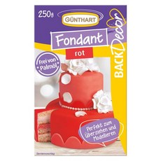Günthart 귄트하트 백데코르 250g 블루 폰던트 100 비건 팜 오일 무첨가 찢어짐 방지 케이크 커버용 모델링용 적합 1개 묶음 1 x, 250 g (1er Pack), RED
