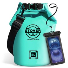 STOVER 오버 5/10/25/30/40/55L 방수 드라이 백 - 휴대폰 케이스 포함 롤탑 백팩 카약 하이킹 캠핑 보트 타기 남성/여성, 5l 청록색