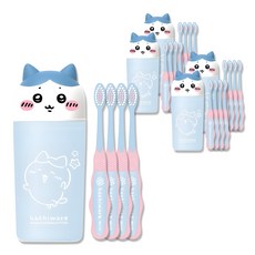 먼작귀 어린이 캐릭터 칫솔 컵양치 세트 부드러운모 하치와레, 5세트, 4개입, 블루