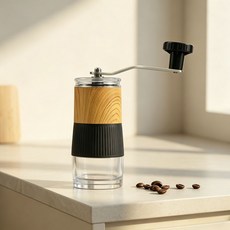 咖啡磨豆機咖啡研磨器咖啡機手搖咖啡機迷你研磨器磨粉機, 1個, W310木紋色:如圖所示866, 1L