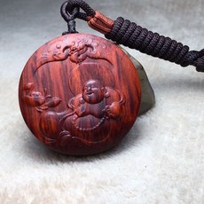 印度小葉紫檀檀香彌勒佛吊墜 車掛 手把件 鑰匙扣 生日禮物禮品, 1個, 彌勒佛規格3.9*1CM