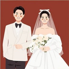 신랑신부 일러스트 3D보석 십자수 커플 함께 하는 다이어몬드페이팅 비즈공예 큐빅 스트레스 해소 사랑 담아 있는 DIY 만들기세트 기념일선물, 신랑신부 009, 60*60, 1개