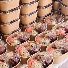 크라프트 사각 종이용기 도시락용기 본체 뚜껑 세트 250ml (미니) 사이즈, 1세트, 25개입